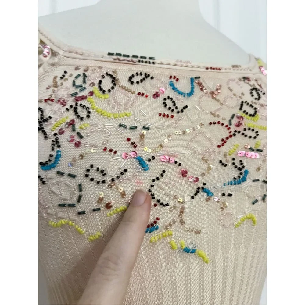 Vintage Christian Lacroix Embroidered Beaded Sequin Knit Silk Top Size Large - Picture 4 of 8